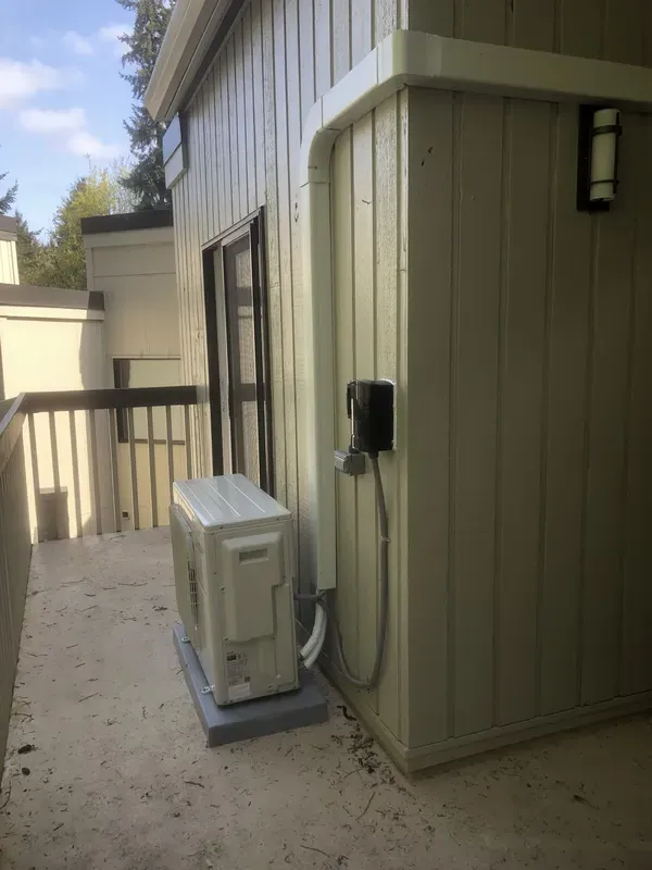 External mini split with color matching paint and ductwork, concealed