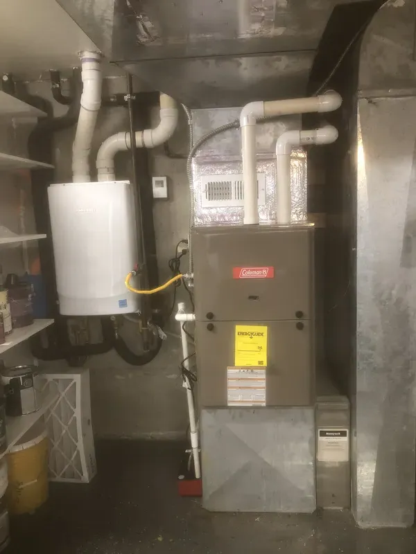Coleman furnace install with new tubes, ducts, and hot water